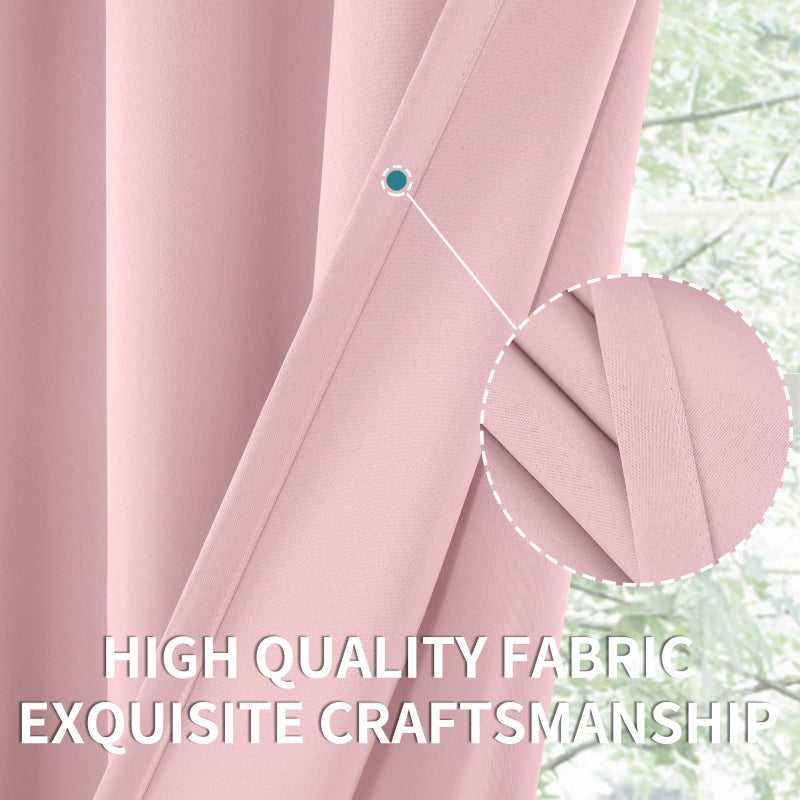 BGment Baby Pink Room Darkening Curtains for Short Window - Rod Pocket Thermal Insulated Blackout Curtains for Girl Bedroom, 42 x 45 Inch, 2 Panels - Image 4